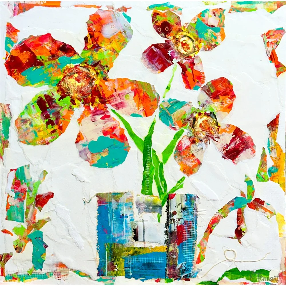Magical Garden | Original Mixed Media Collage | Floral Art